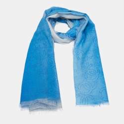 Pre Owned وشاح شانيل سي سي قطن مخلوط أزرق ثنائي اللون