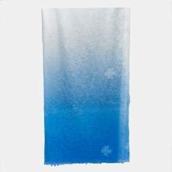 Pre Owned وشاح شان�يل سي سي قطن مخلوط أزرق ثنائي اللون