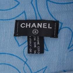 Pre Owned وشاح شانيل سي سي قطن مخلوط أزرق ثنائي اللون