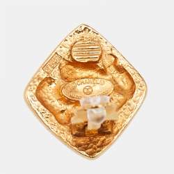 Pre Owned Chanel CC Gold Tone Clip On Earrings