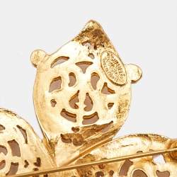 Pre Owned Chanel CC Gold Tone Brooch