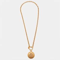 Pre Owned Chanel CC Gold Tone Necklace