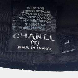 Chanel Black Velour CC Logo Cap Size L
