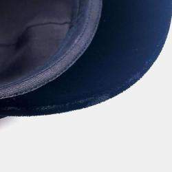 Chanel Black Velour CC Logo Cap Size L