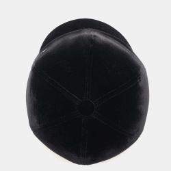 Chanel Black Velour CC Logo Cap Size L