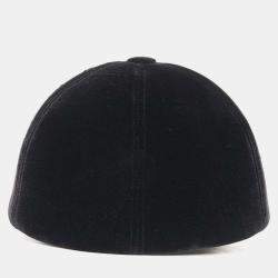 Chanel Black Velour CC Logo Cap Size L