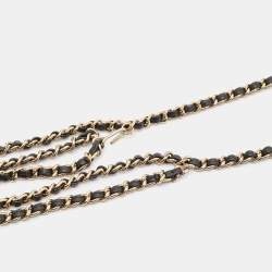 Pre Owned Chanel CC Leather Woven Gold Tone Belt