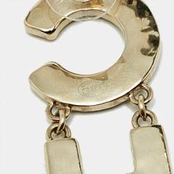 Chanel 'CHA-NEL' Enamel Gold  Tone Drop Earrings