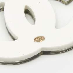 Pre Owned Chanel CC Resin Faux Pearl Gold Tone Brooch