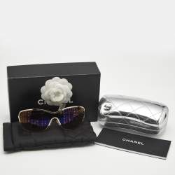 Pre Owned Chanel Black Gradient 71212 Runaway Shield Sunglasses