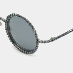 Pre Owned Chanel Grey/Blue 71138 Pearl Round Sunglasses