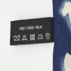 Chanel Dark Blue CC Charms Print Silk Slim Bandeau Scarf
