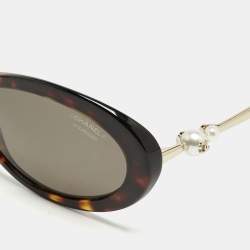 Chanel Tortoise Brown Polarized 5428-H Pearl Oval Sunglasses