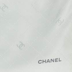 Chanel Pastel Pink/Blue CC Jacquard Printed Silk Square Scarf