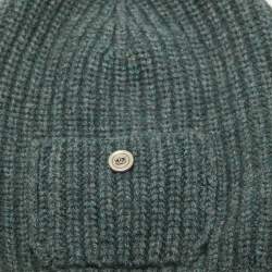 Pre Owned Chanel Grey Rib Knit Pocket Detail Beanie