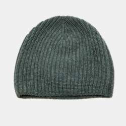 Pre Owned Chanel Grey Rib Knit Pocket Detail Beanie