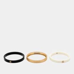 Chanel CC Resin Gold Tone Stacking Bangle Set of 3