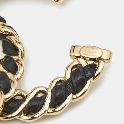 Chanel CC Leather Gold Tone Brooch