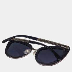 Chanel Blue Black Acetate Small Sunglasses 