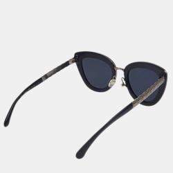 Chanel Blue Black Acetate Small Sunglasses 
