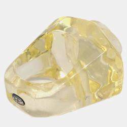 Pre Owned Chanel Ring Clear Acrylic Size 53