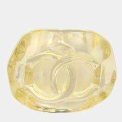 Pre Owned Chanel Ring Clear Acrylic Size 53