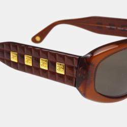 Chanel Brown Acrylic Small Sunglasses 