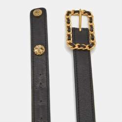 Chanel Black Leather Chain Buckle Belt Size 70 CM