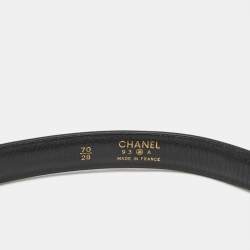 Chanel Black Leather Chain Buckle Belt Size 70 CM