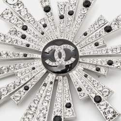 Chanel Starburst CC Enamel Crystals Silver Tone Brooch