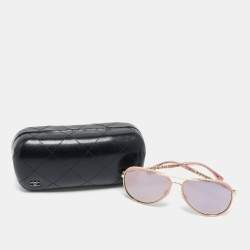 Pre Owned Chanel Pink Mirrored 4219-Q Winter Aviators Sunglasses