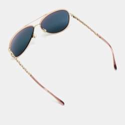 Pre Owned Chanel Pink Mirrored 4219-Q Winter Aviators Sunglasses