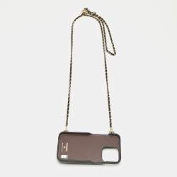 Pre Owned Chanel Black Caviar Quilted Leather iPhone 13 Classic Chain Case