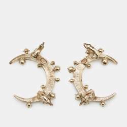 مملوكة مسبقًا Chanel CC Moon Crystal Gold Tone  Clip On Cuff Earrings