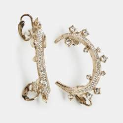 مملوكة مسبقًا Chanel CC Moon Crystal Gold Tone  Clip On Cuff Earrings