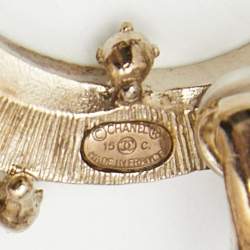 مملوكة مسبقًا Chanel CC Moon Crystal Gold Tone  Clip On Cuff Earrings