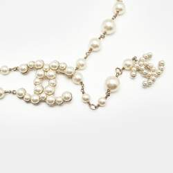 Pre Owned Chanel  CC Faux Pearl Gold Tone Belt