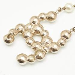 Pre Owned Chanel  CC Faux Pearl Gold Tone Belt