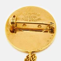 مملوكة مسبقًا Chanel Hanging Flap Bag Motif Gold Tone Pin Brooch