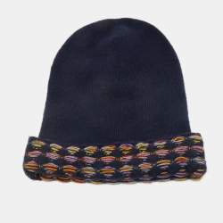 Pre Owned Chanel Navy Blue Cashmere Blend Beanie