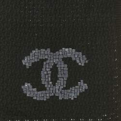 Chanel Black CC Embroidered Cashmere Knit Scarf