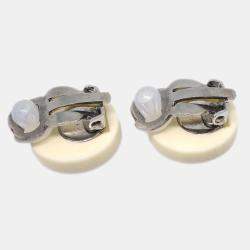 Chanel White Acrylic Clip-On Earrings 