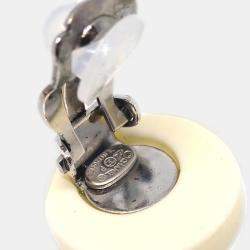 Chanel White Acrylic Clip-On Earrings 