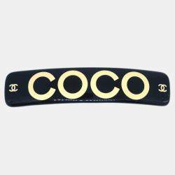 Chanel Black Acrylic Barrette Hair Accessory 