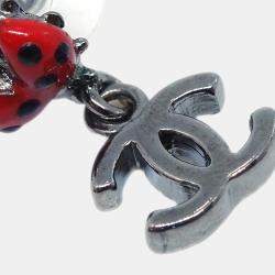 Chanel CC Silver Dangle Piercing Earrings