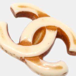 Chanel CC Earrings Clip-On White Acrylic