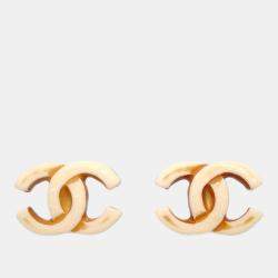 Chanel CC Earrings Clip-On White Acrylic