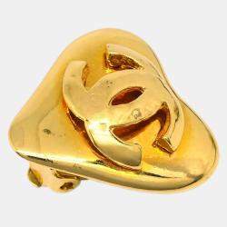 Chanel Gold Heart Earrings Clip-On