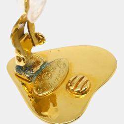 Chanel Gold Heart Earrings Clip-On