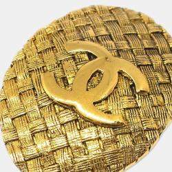 Chanel Oval Earrings Clip-On Gold